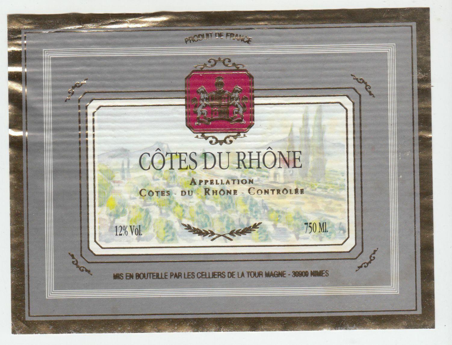 ETIQUETTE DE VIN COTES DU RHONE CELLIER DE LA TOUR MAGNE 402581823743