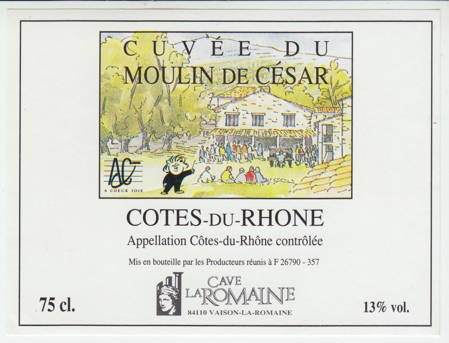 ETIQUETTE DE VIN COTES DU RHONE CUVEE DU MOULIN DE CESAR 402669072103