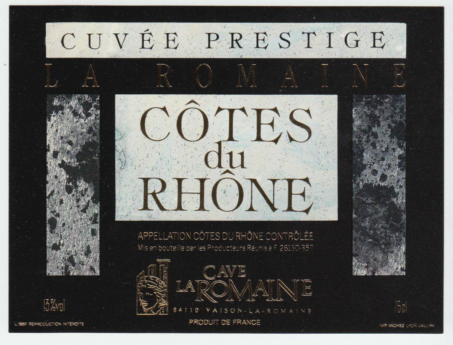 ETIQUETTE DE VIN COTES DU RHONE LA ROMAINE 124552112033