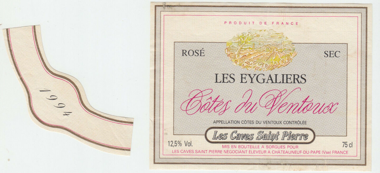 ETIQUETTE DE VIN COTES DU VENTOUX 1994 LES EYGALIERS 402581826103