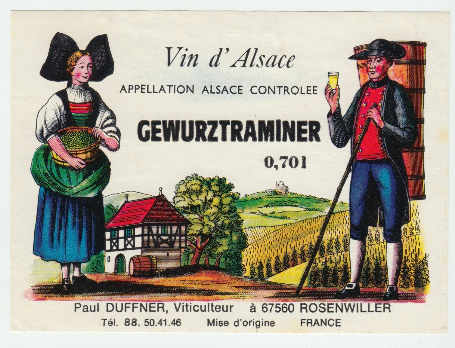 ETIQUETTE DE VIN D ALSACE GEWURZTRAMINER PAUL DUFFNER 402631696643