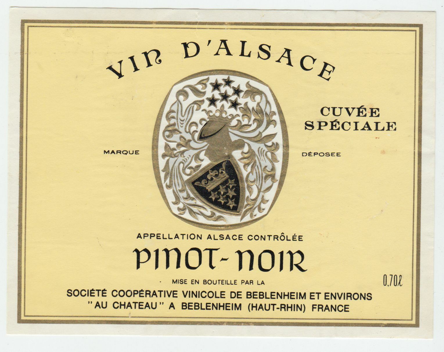 ETIQUETTE DE VIN D ALSACE PINOT NOIR CHATEAU A BEBLENHEIM 124511869363