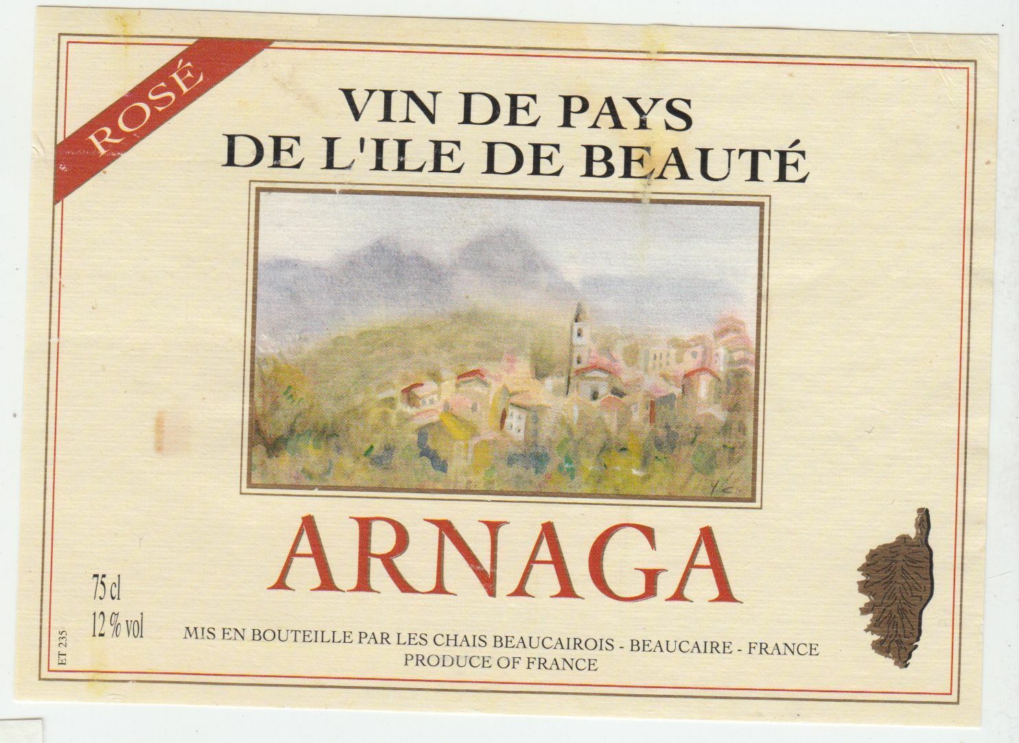 ETIQUETTE DE VIN DE L ILE DE BEAUTE CORSE ARNAGA 402689167343