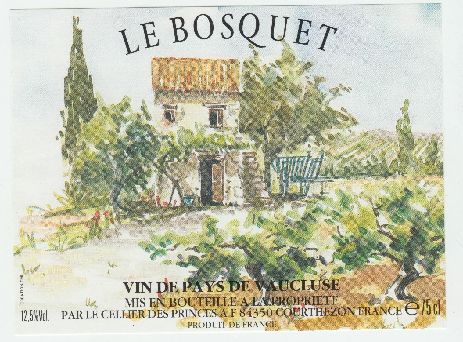 ETIQUETTE DE VIN DE PAYS DE VAUCLUSE LE BOSQUET 402689167323