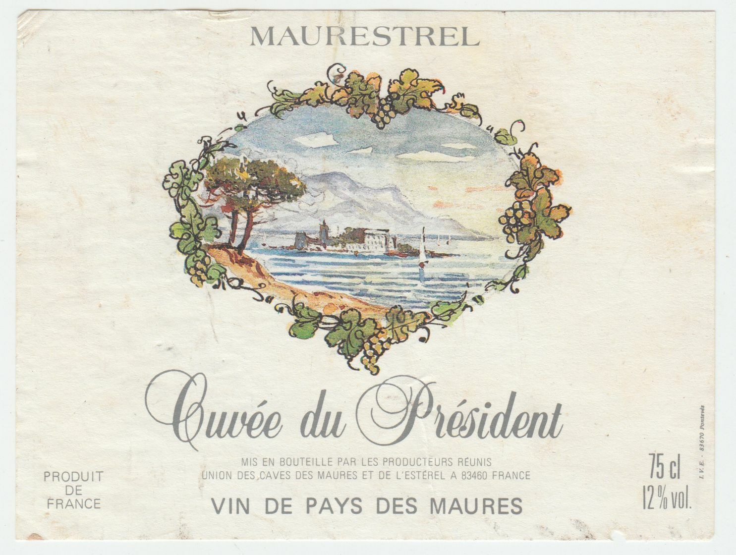 ETIQUETTE DE VIN DE PAYS DES MAURES CUVEE DU PRESIDENT MAURESTREL 402687606173