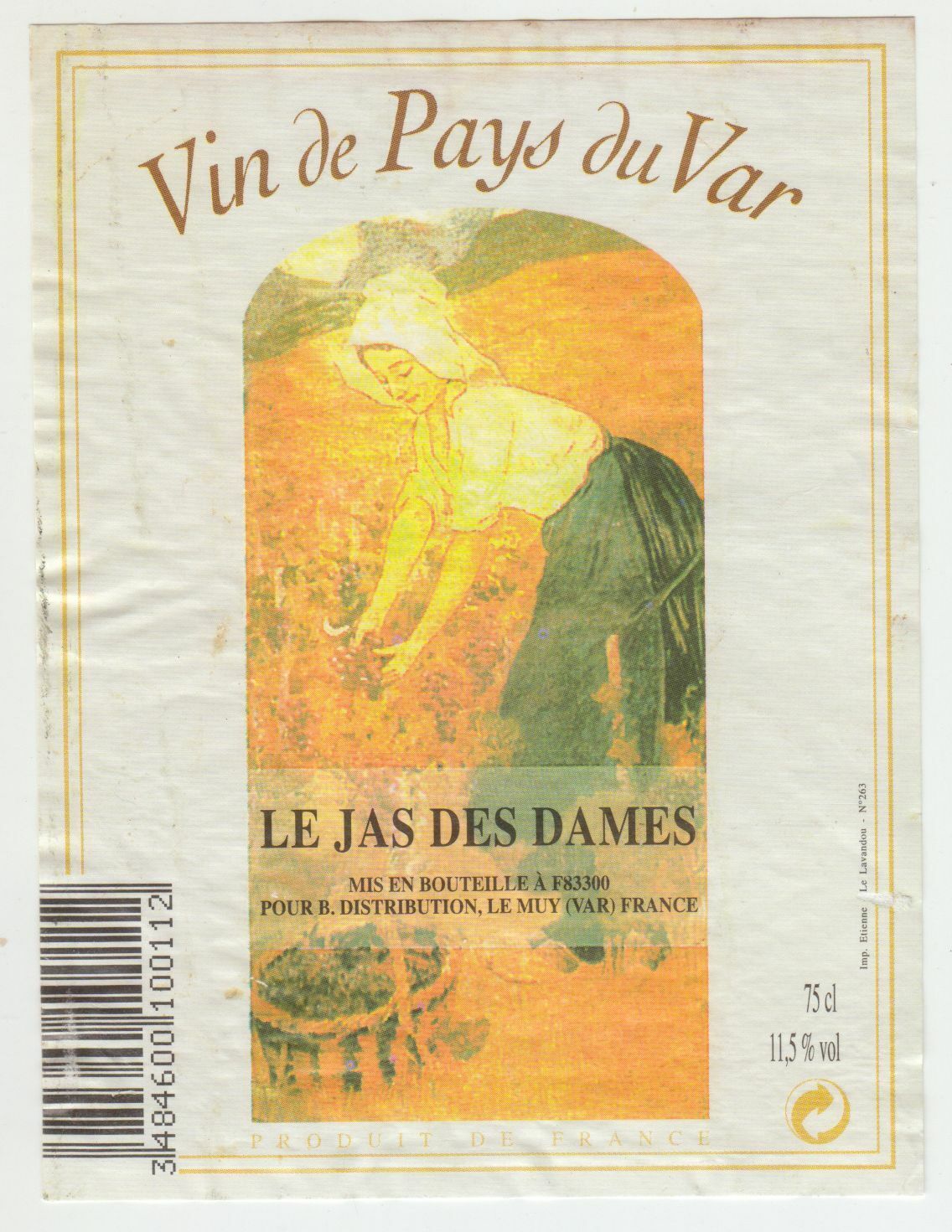 ETIQUETTE DE VIN DE PAYS DU VAR LE JAS DES DAMES 124569409463