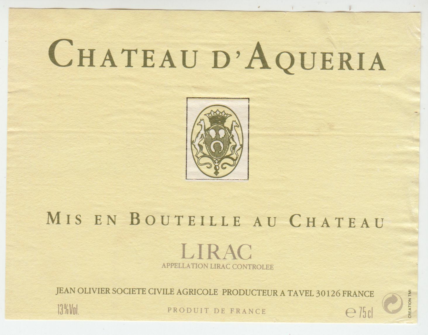 ETIQUETTE DE VIN LIRAC CHATEAU D AQUERIA 124461948563