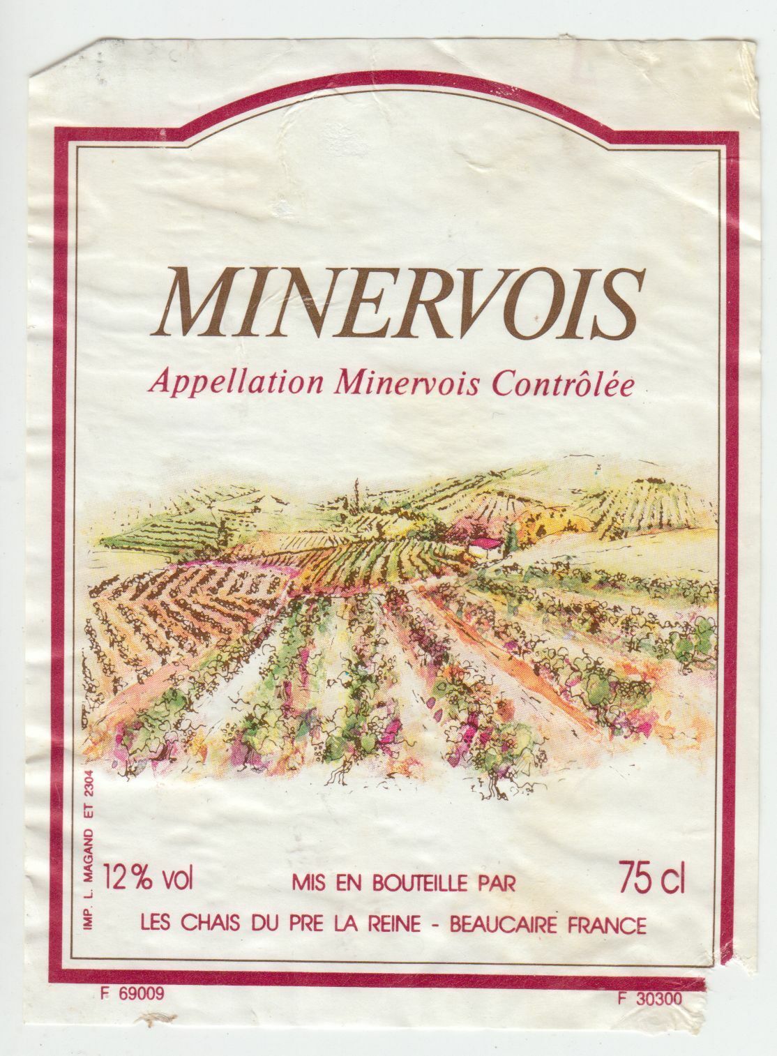 ETIQUETTE DE VIN MINERVOIS BEAUCAIRE 124539262563