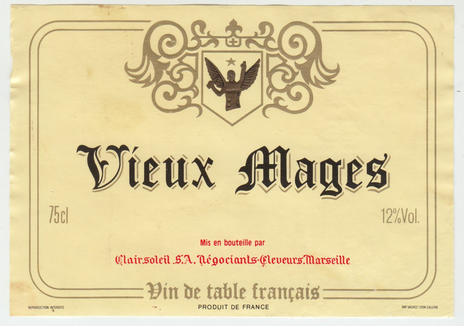 ETIQUETTE DE VIN VIEUX MAGES MARSEILLE 124438227993