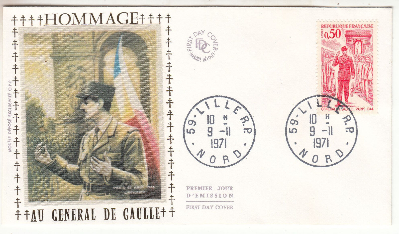 FDC 1 JOUR HOMMAGE AU GENERAL DE GAULLE 911 1971 TIMBRE N 1697 123422040033