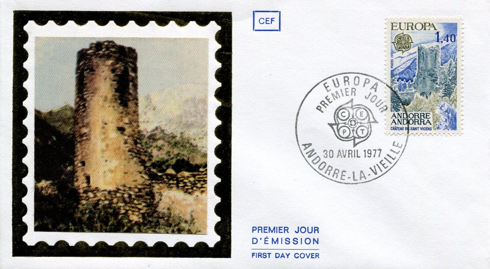 FDC PREMIER JOUR ANDORRE 1977 TIMBRE N 262 CHATEAU DE SAINT VICENS 400790420773