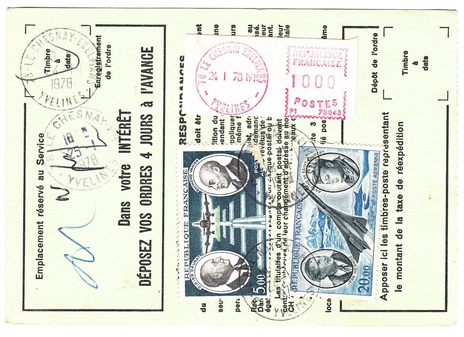 FRANCE TIMBRE ORDRE DE REEXPEDITION LE CHESNAY POUR LE CHESNAY 1979 121900635393