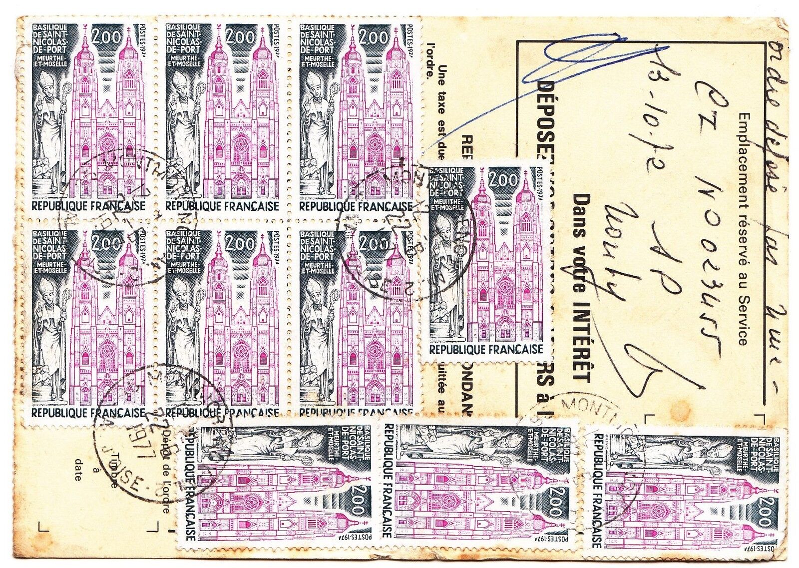 FRANCE TIMBRE ORDRE DE REEXPEDITION MONTMORENCY POUR ST CERE 1977 401075256133