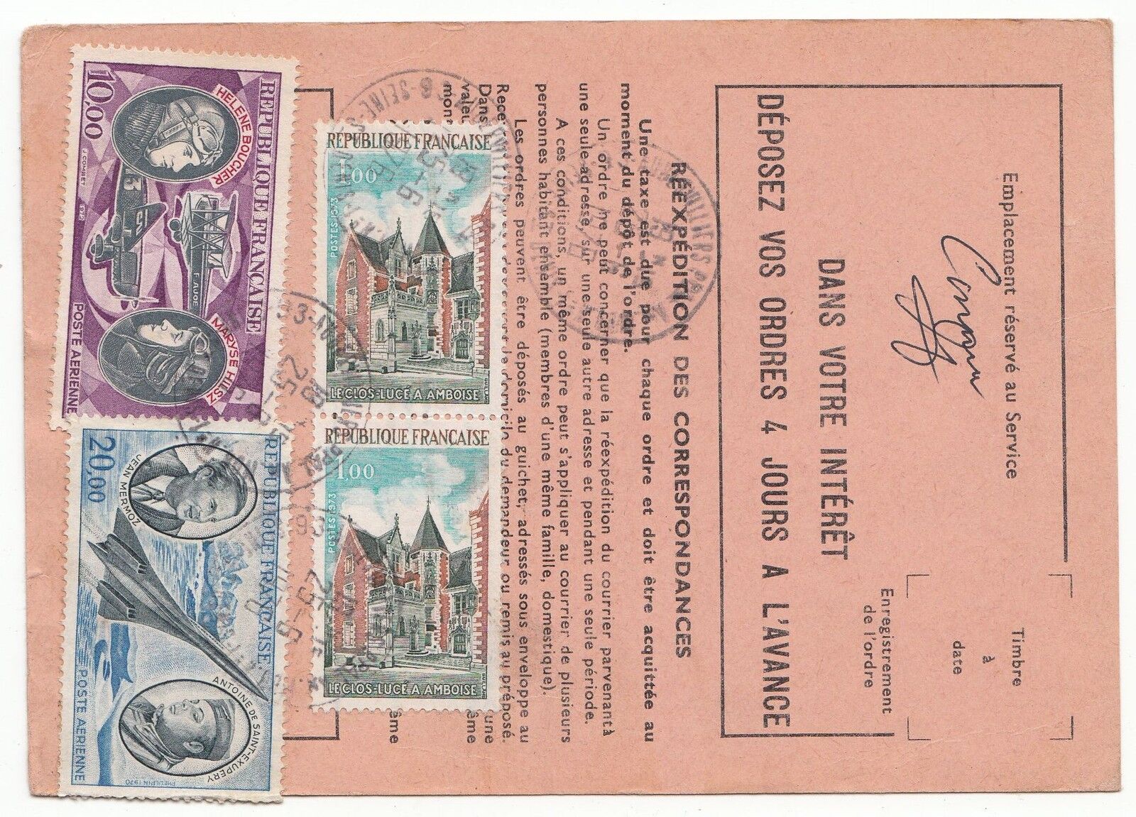 FRANCE TIMBRE ORDRE DE REEXPEDITION ST DENIS POUR LE POULIGUEN 1976 401076434593