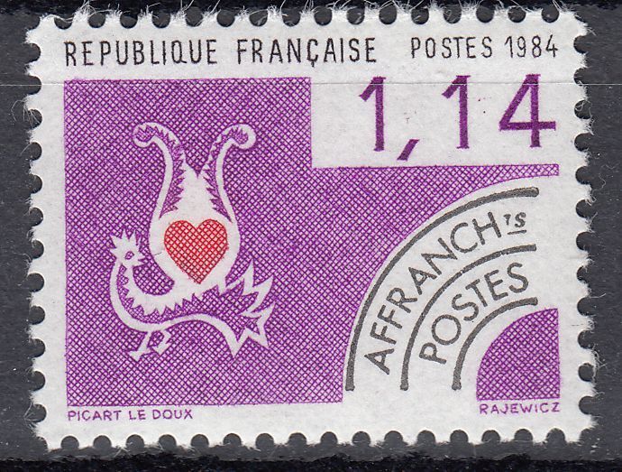 FRANCE TIMBRE PREOBLITERE NEUF N 182 CARTE A JOUER COEUR 122172299903