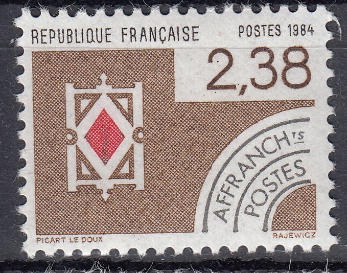 FRANCE TIMBRE PREOBLITERE OBL N 184 CARTE A JOUER CARREAU 401664629263