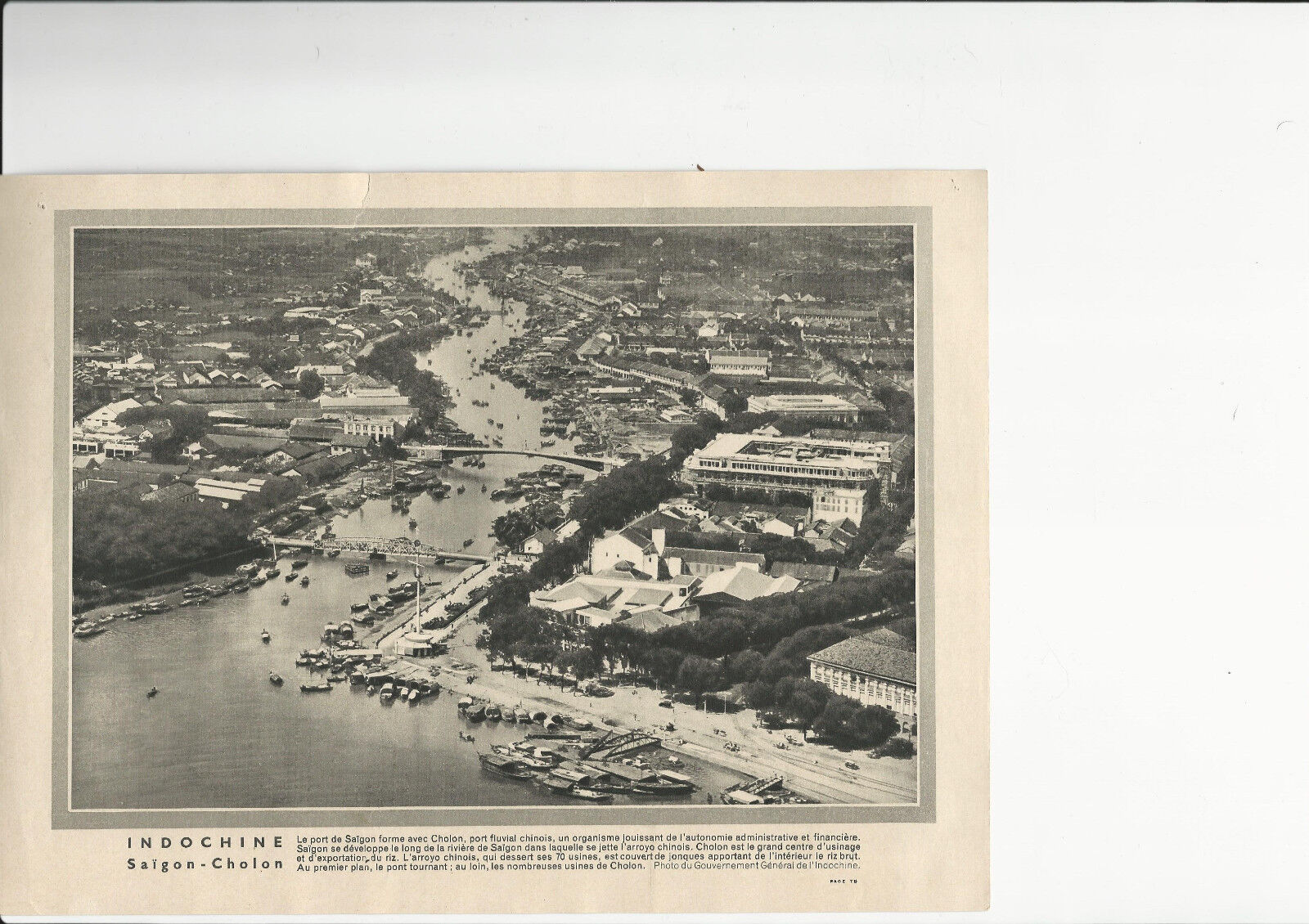 GRAVURE ANNEE 30 INDOCHINE VUE AERIENNE DE SAIGON CHOLON 122382964943