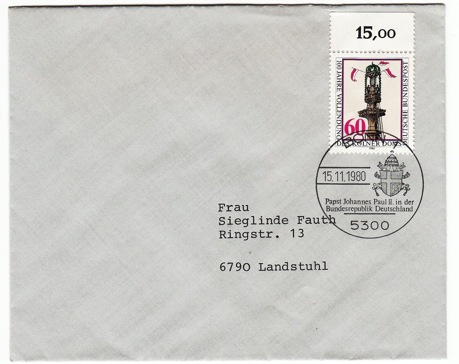 LETTRE COMMEMORATIVE ALLEMAGNE TIMBRE N 910 CATHEDRALE DE COLOGNE 401068354553