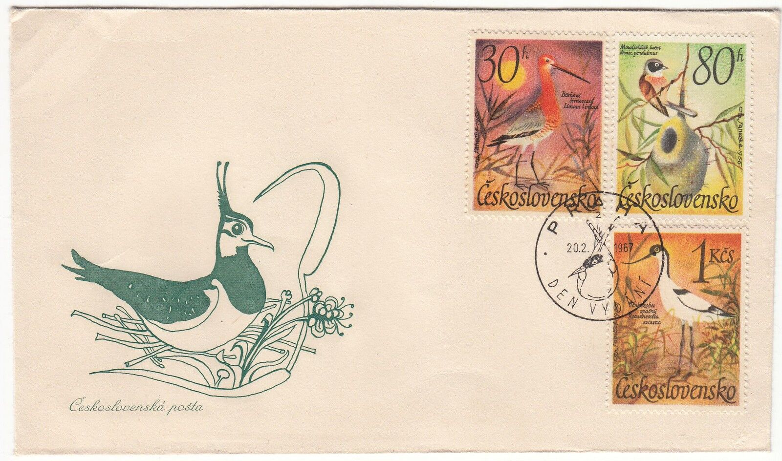 LETTRE FDC TCHECOSLOVAQUIE THEME OISEAUX 1967 401119640103