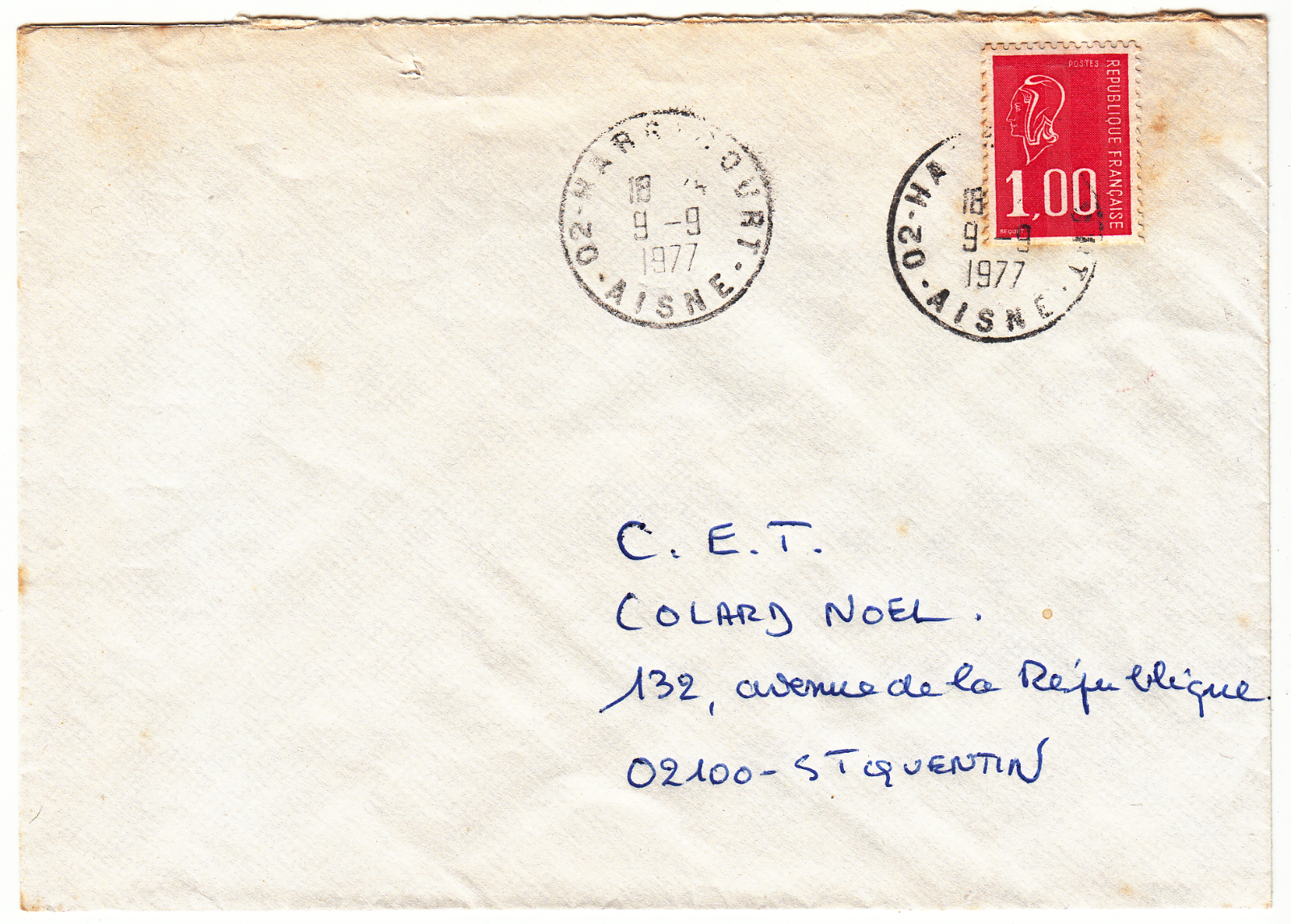 LETTRE HARGICOURT POUR ST QUENTIN 1977 402061274263