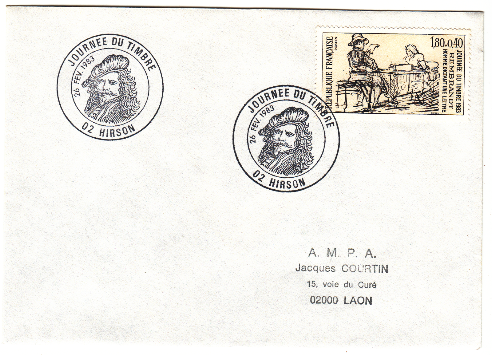 LETTRE HIRSON POUR LAON 1983 CACHET JOURNEE DU TIMBRE 124069257293