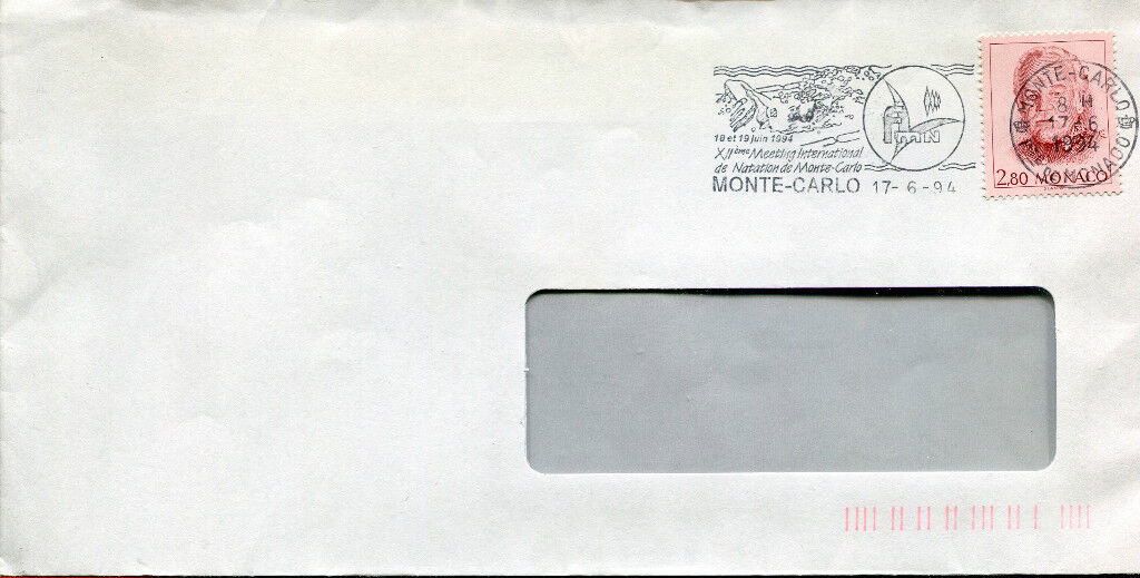 LETTRE MONACO 1994  XII° MEETING INTERNATIONAL DE NATATION DE MONTE CARLO