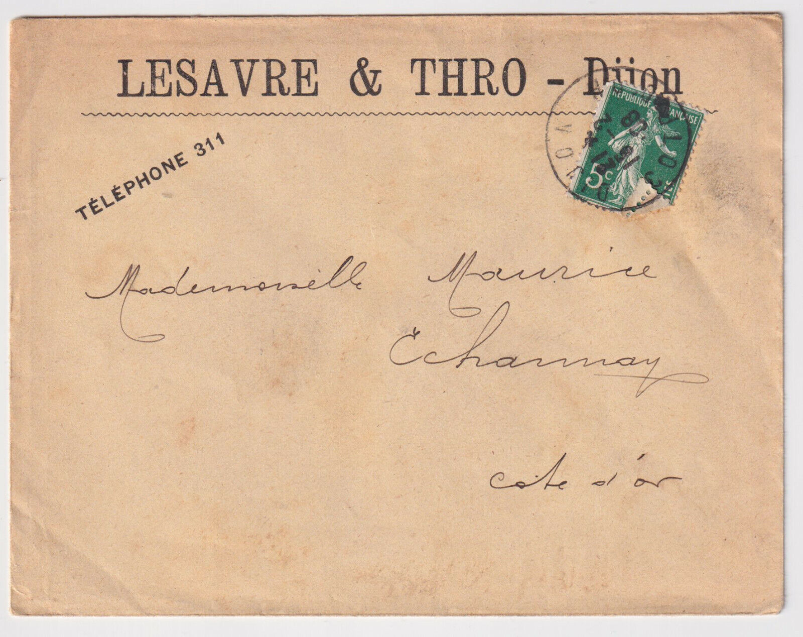 LETTRE PUBLICITAIRE 1908 LESAVRE ET THRO DIJON 124959846673