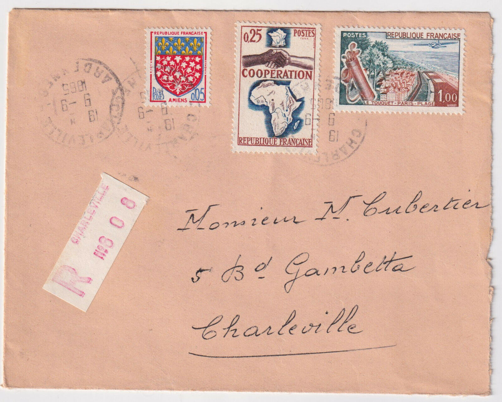 LETTRE RECOMMANDEE CHARLEVILLE 1965 POUR CHARLEVILLE 124809468123