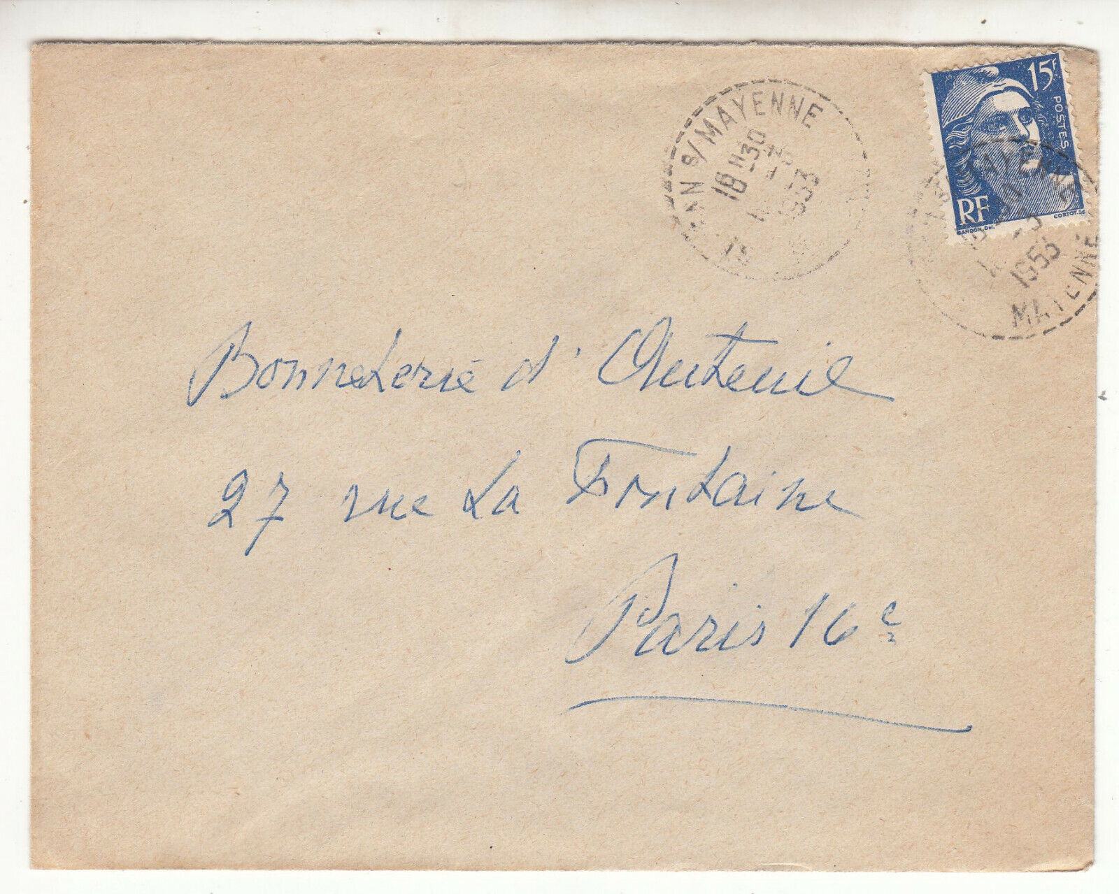 LETTRE ST JEAN SUR MAYENNE POUR PARIS SEUL SUR LETTRE GANDON CACHET PERLE 123849432053