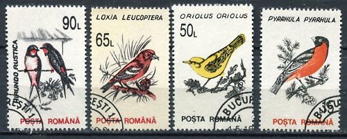 LOT DE 4 TIMBRES ROUMANIE THEMES OISEAUX 110623827023