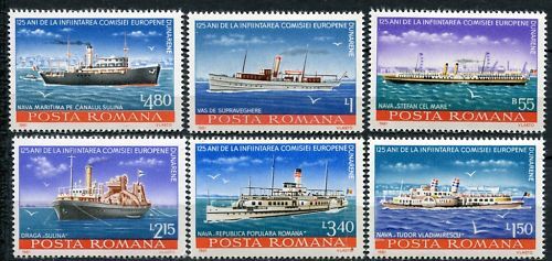 LOT DE 6 TIMBRES ROUMANIE THEMES BATEAUX 110622927013