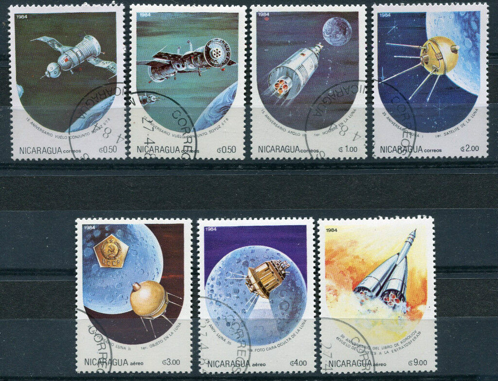 LOT SERIE TIMBRES NICARAGUA 1984 THEME CONQUETES DE L ESPACE 120794017133