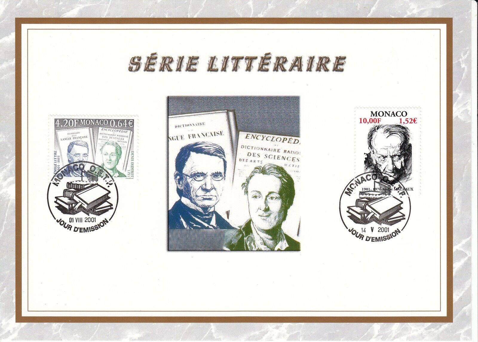 MONACO CEF PREMIER JOUR 2001 TIMBRE N 2301 2308 SERIE LITTERAIRE 401091664313