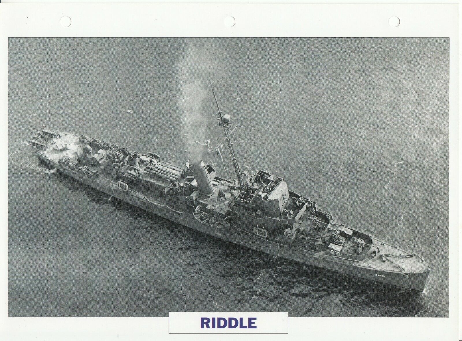 PHOTO BATEAU MILITAIRE DESTROYER D ESCORTE RIDDLE USA 1943 401767232883