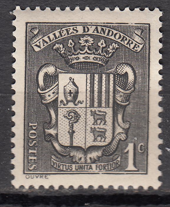 TIMBRE ANDORRE FRANCE NEUF N 47 ARMOIRIES DES VALLEES 400721535643