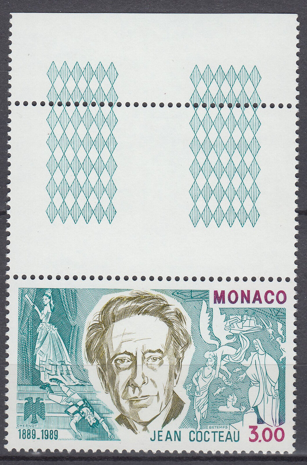 TIMBRE MONACO NEUF N 1679 JEAN COCTEAU ECRIVAIN L AIGLE A 2 TETES 401646872923