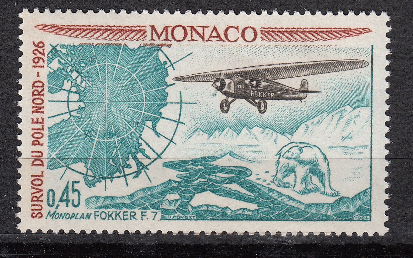 TIMBRE MONACO NEUF N 647 AVIATION SURVOL DU POLE NORD PAR BYRD 123109497343