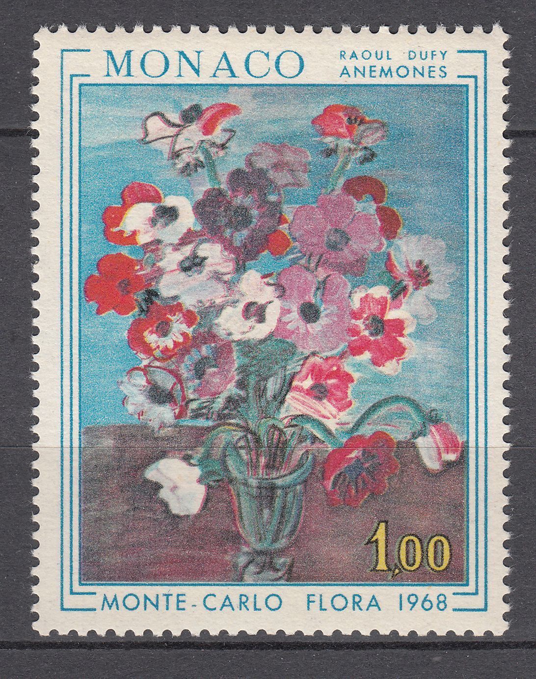 TIMBRE MONACO NEUF N 743 ANEMONES DE R DUFY FLORALIES A MONTE CARLO 401571534623