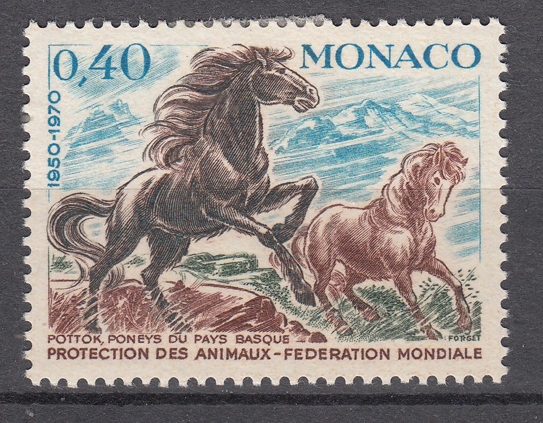 TIMBRE MONACO NEUF N 810 ANIMAUX PONEYS DU PAYS BASQUE 401585062993