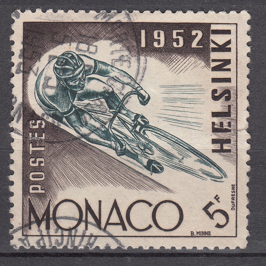 TIMBRE MONACO OBL N 389 JO D HELSINKI CYCLISME 401631138423