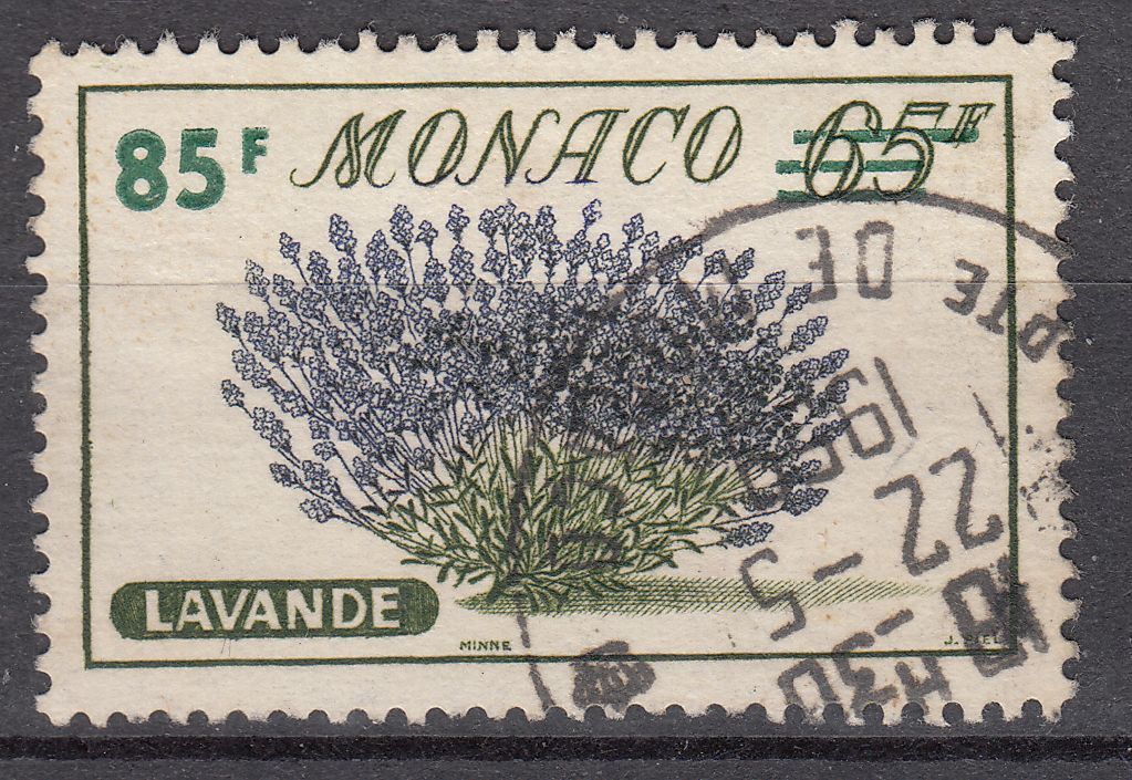 TIMBRE MONACO OBL N 521 FLEURS LAVANDE 123489474513