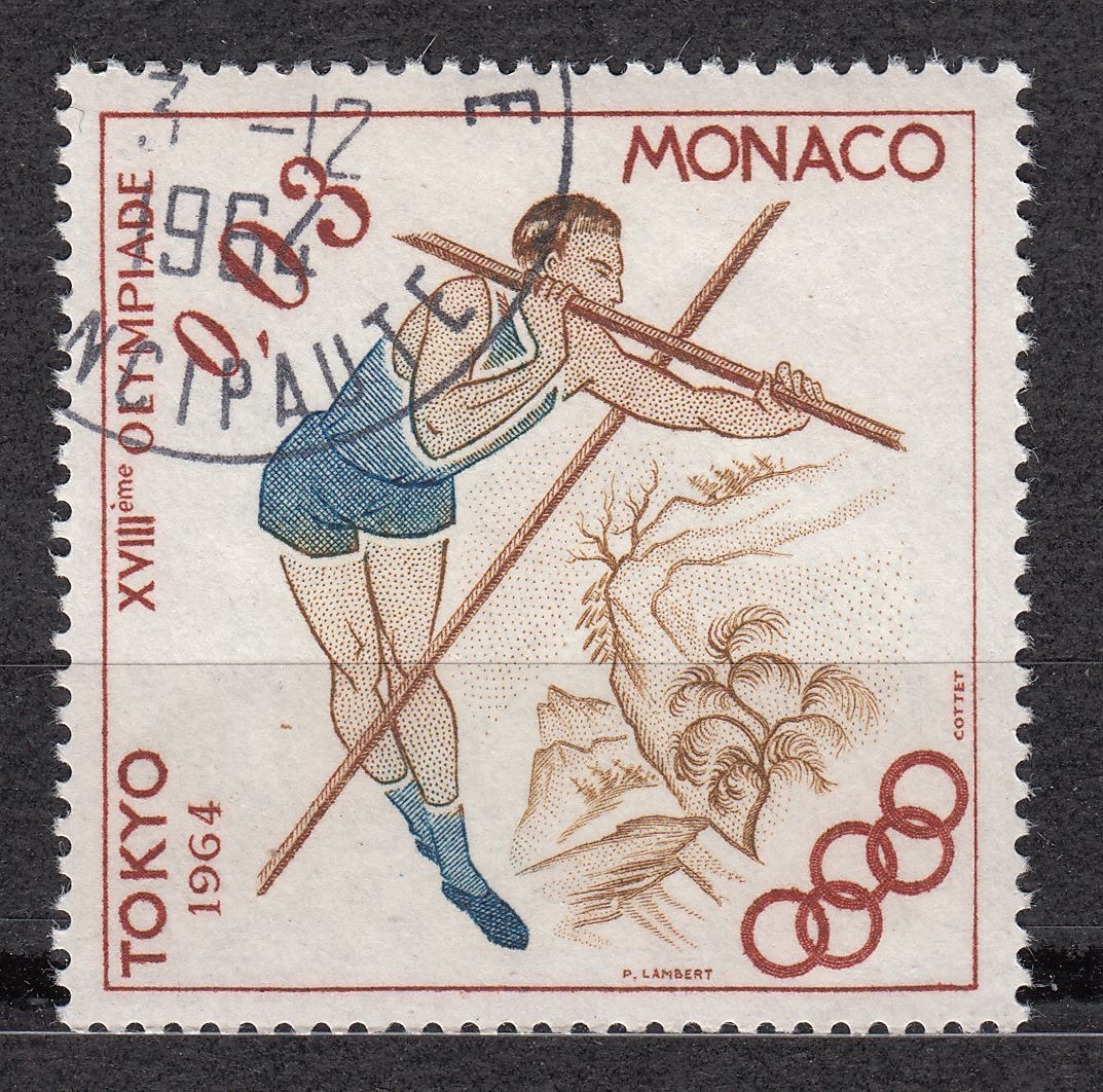 TIMBRE MONACO OBL N 656 JEUX OLYMPIQUES DE TOKYO SAUT A LA PERCHE 123116956383