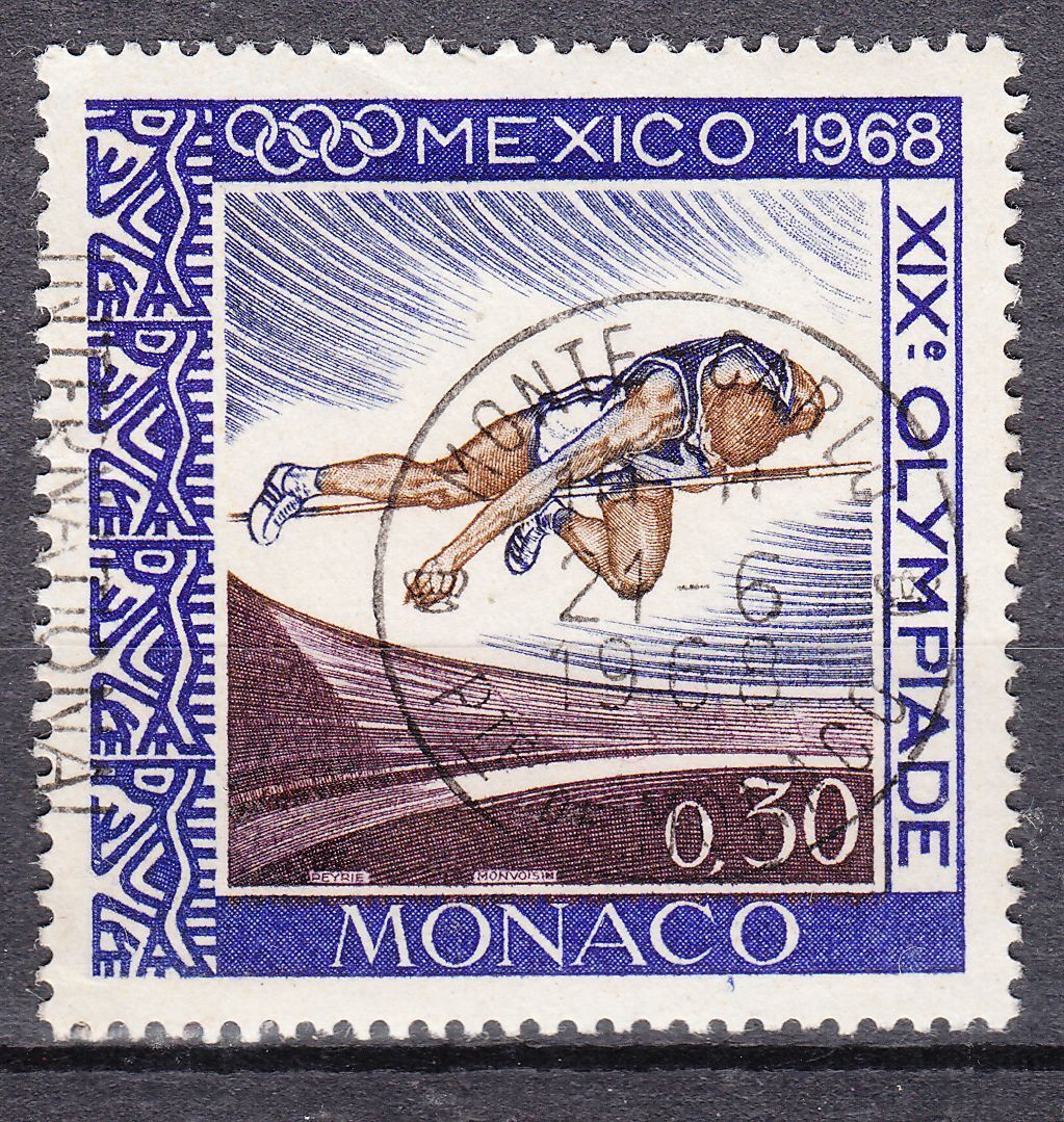 TIMBRE MONACO OBL N 737 jeux olympique de mexico SAUT 123250463023