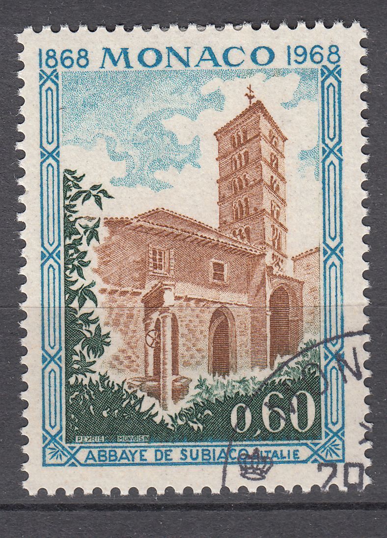 TIMBRE MONACO OBL N 747 ABBAYE DE SUBIACO NULLIUS DIOECESIS 123282898143