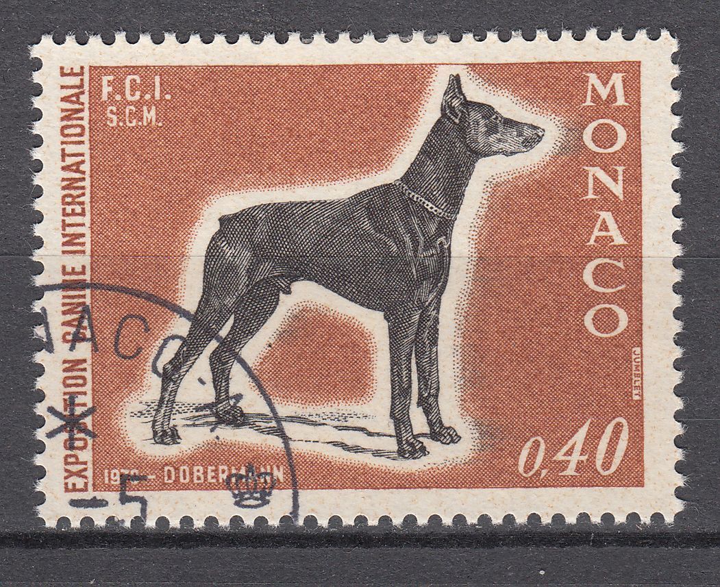 TIMBRE MONACO OBL N 816 CHIEN DOBERMANN 123321617033