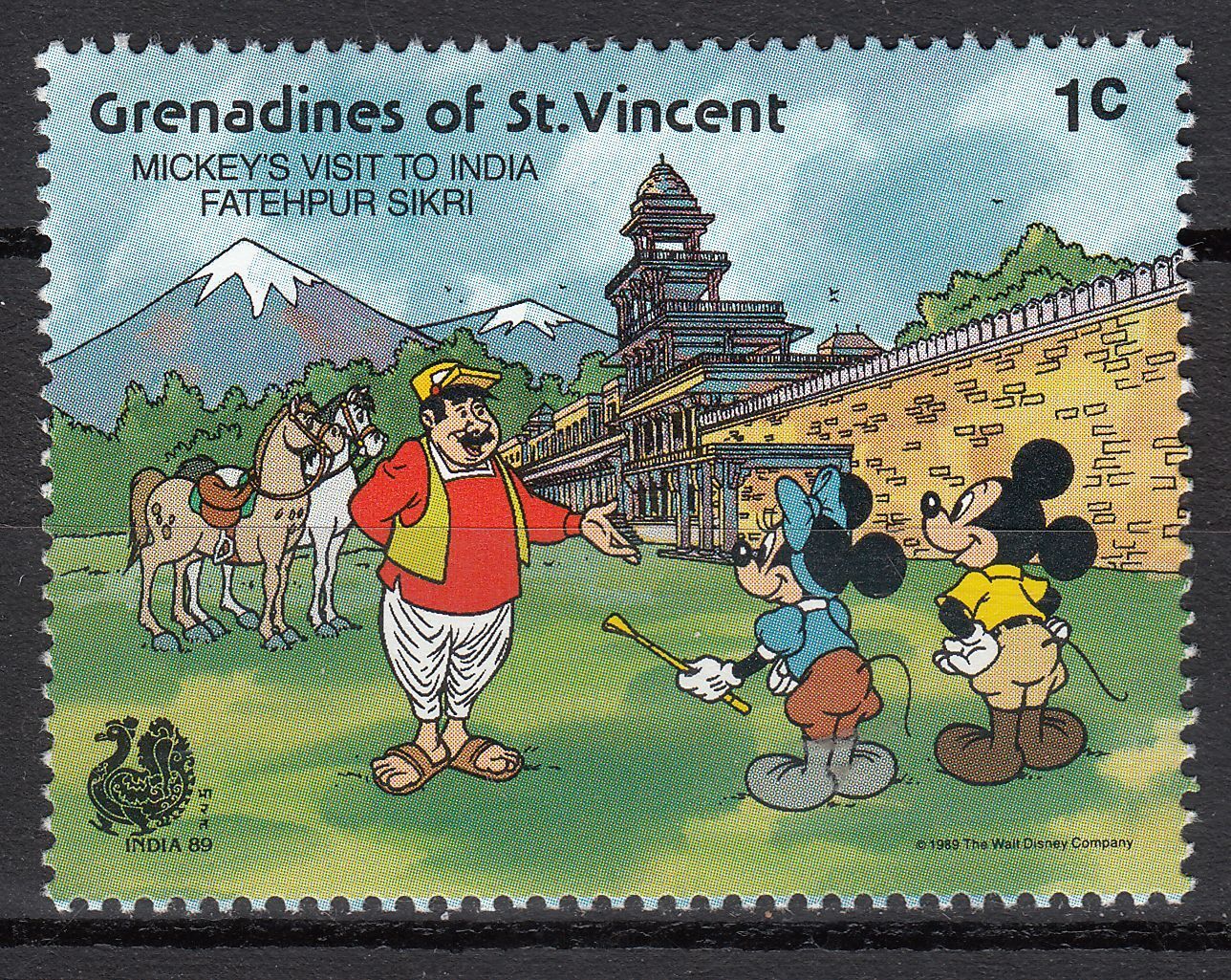 TIMBRE NEUF WALT DISNEY MICKEY ET MINIE VISITE L INDE FATEHPUR SIKRI 121915869713