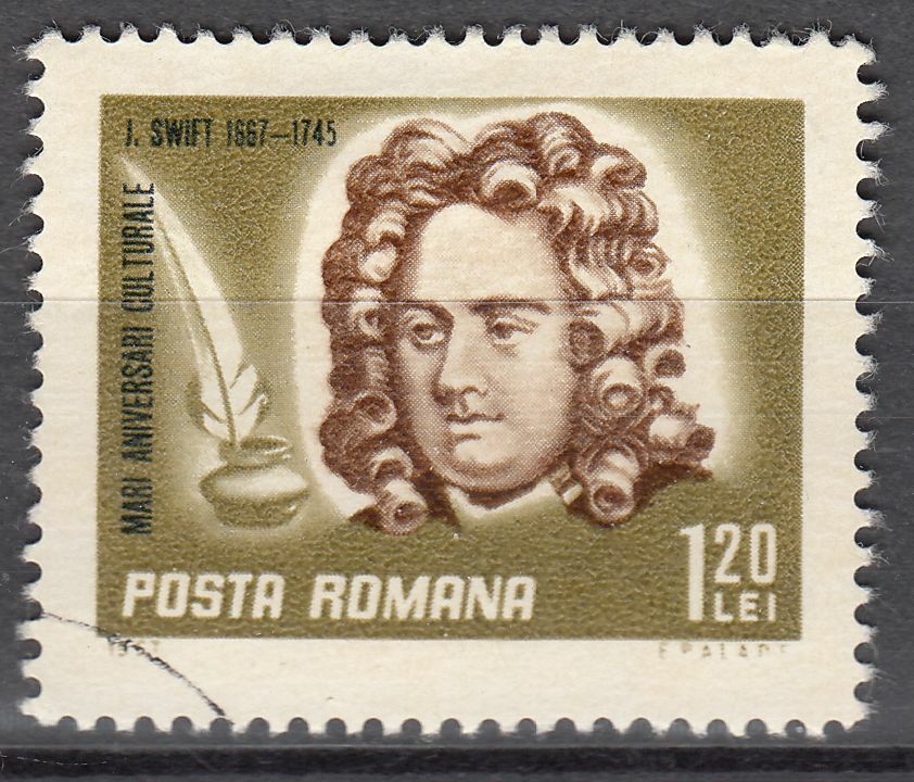 TIMBRE ROUMANIE OBL N 2321 JONATHAN SWIFT ECRIVAIN BRITANIQUE 124011791923