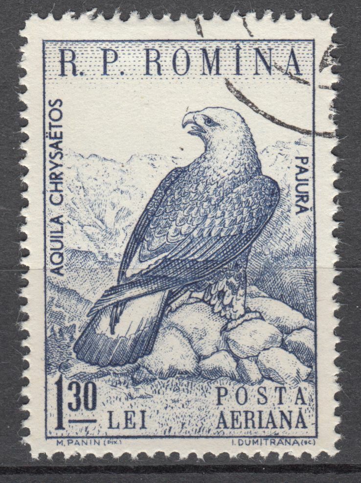 TIMBRE ROUMANIE OBL PA N 107 FAUNE OISEAU AIGLE 402005334143