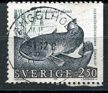 TIMBRE SUEDE SVERIGE POISSON SILURE 400491295443