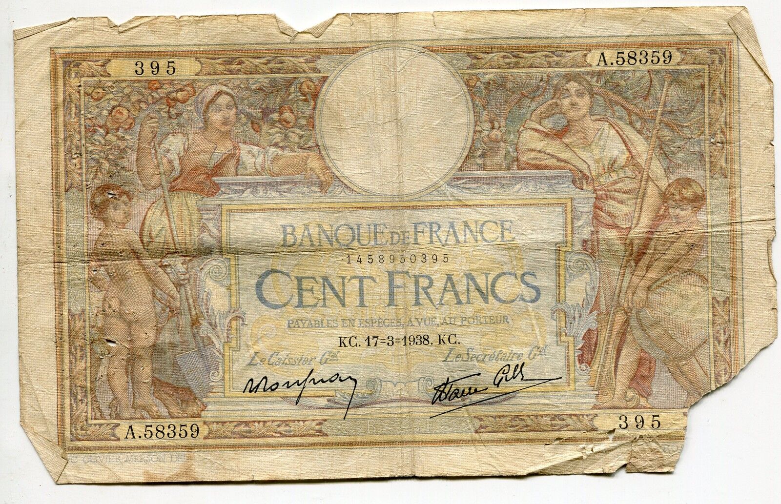 BILLET FRANCE 100 FRANCS MERSON 17 3 1938 400340426324